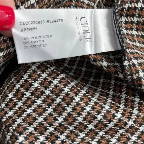 CIDER Preppy Houndstooth High Waist Wide Leg Trousers Size XL - Picture 11 of 12